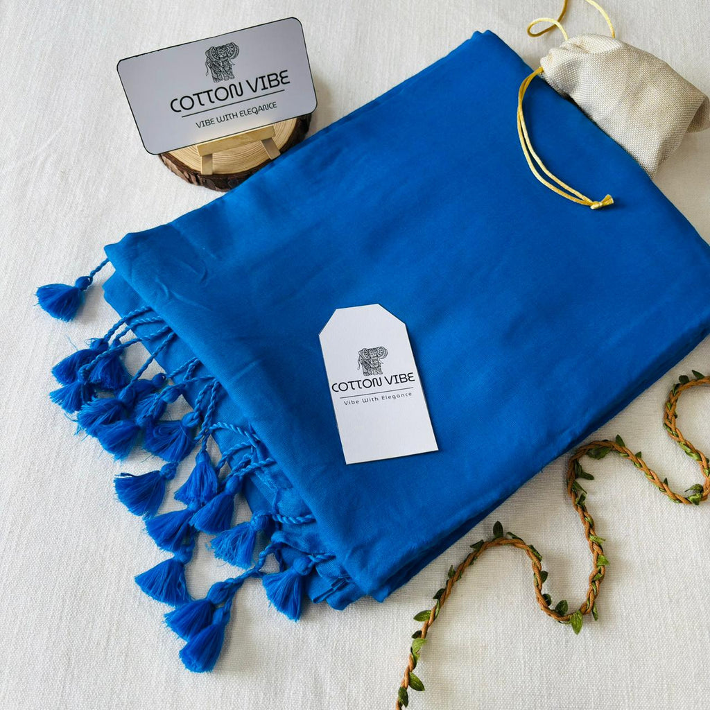 Blue Khadi Cotton Saree