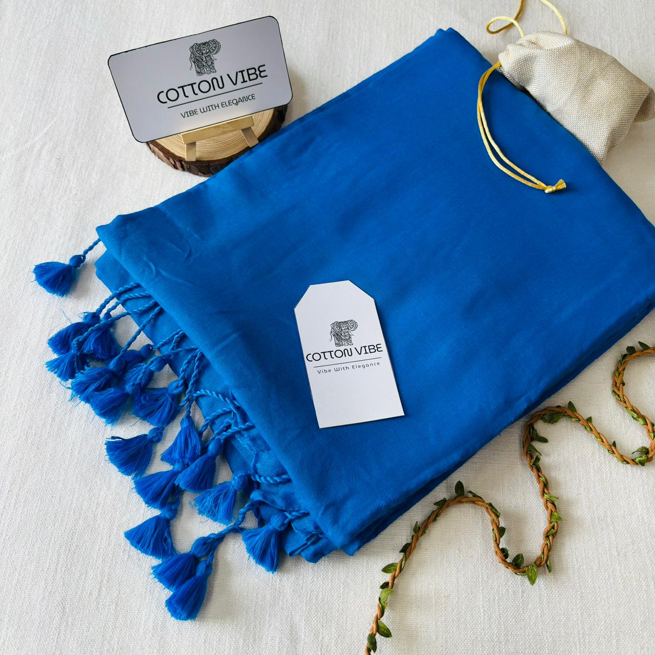 Blue Khadi Cotton Saree