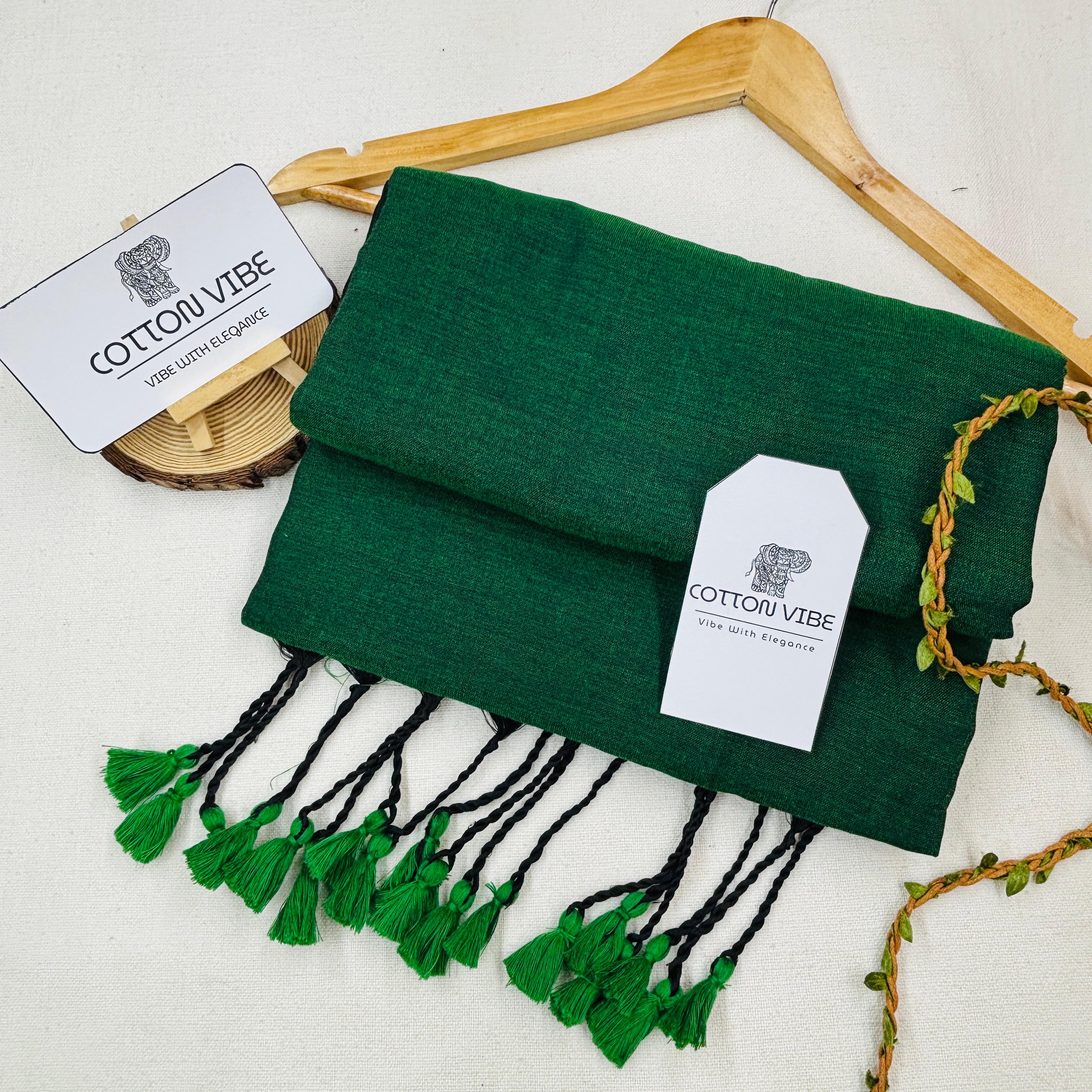 Mehndi Green Khadi Cotton Saree