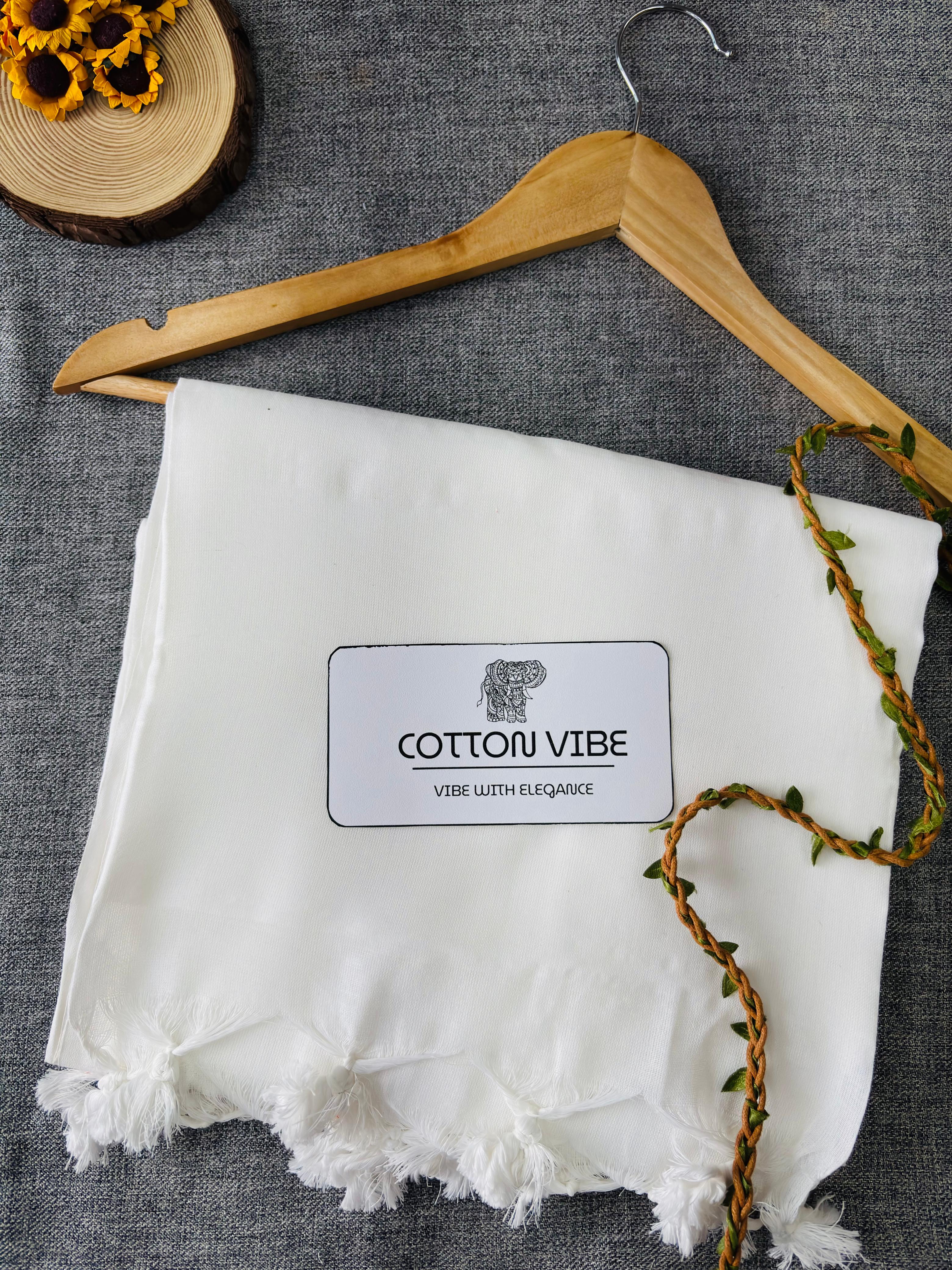 White Cotton Khadi Saree With Designer Flower Based Printed Blouse